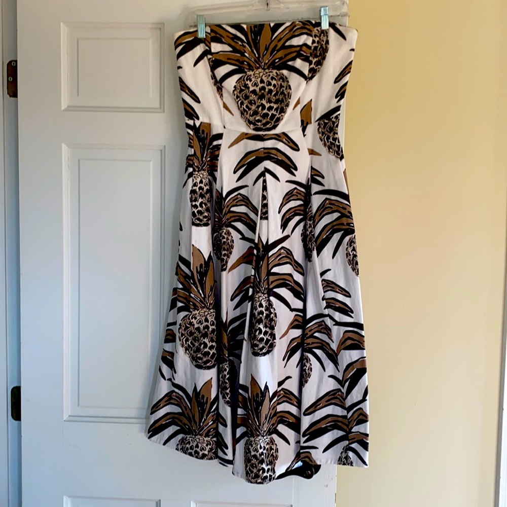 Eva Mendez strapless sz medium pineapple dress